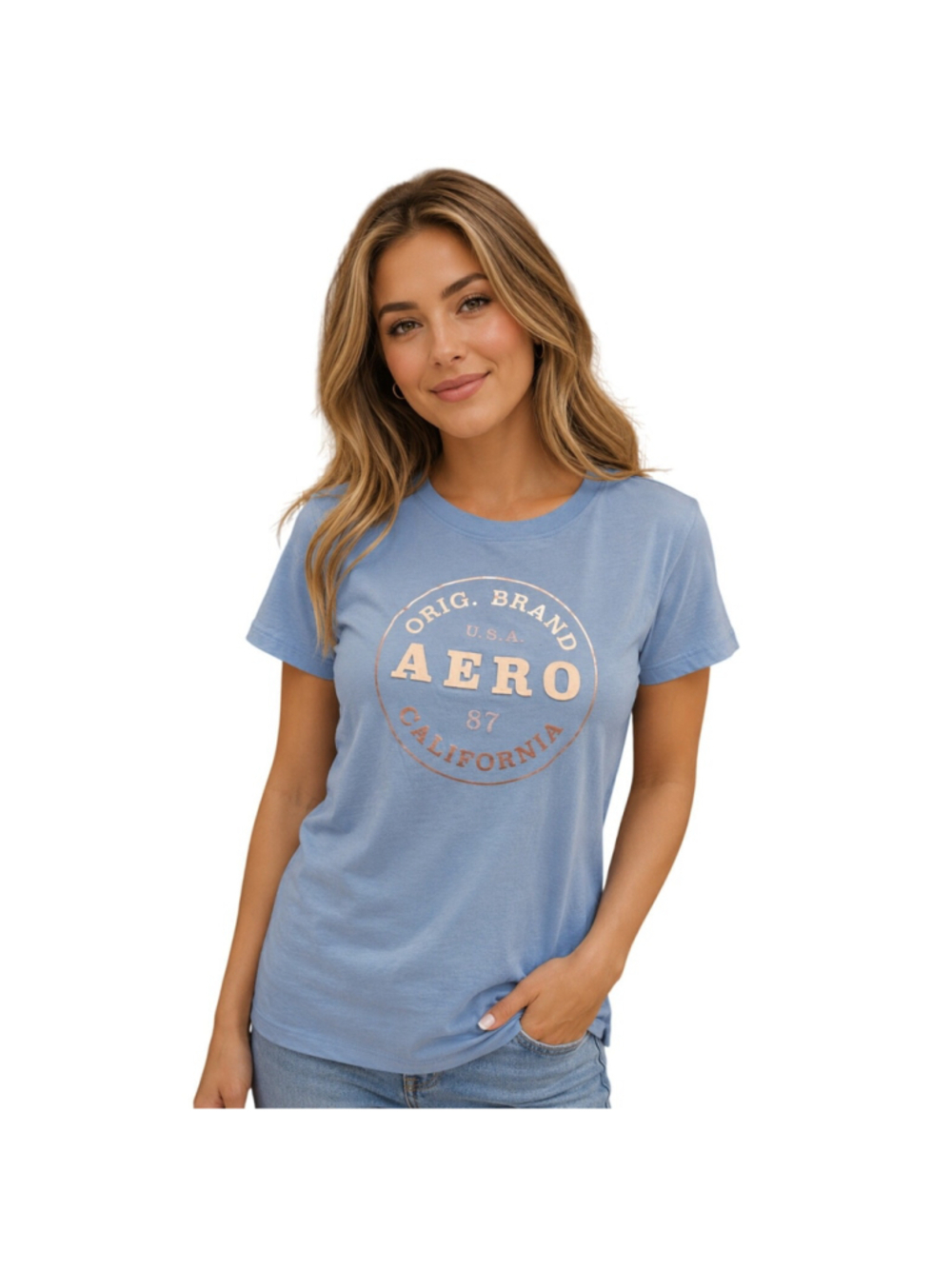 NWT aeropostale y2K nostalgia blue 3D spell out top soft stretch M juniors NEW